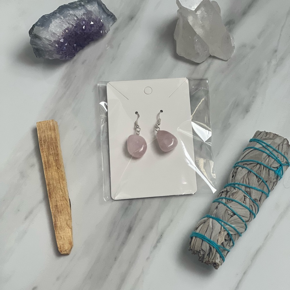 Rose Quartz Healing Crystal Earrings